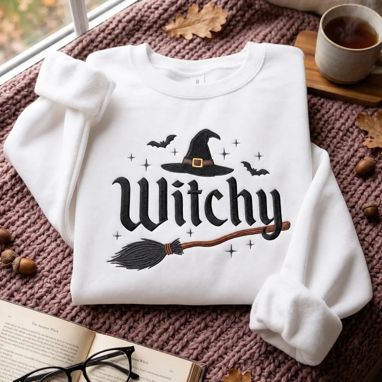Witchy Embroidered Crewneck Sweatshirt tee Hoodie