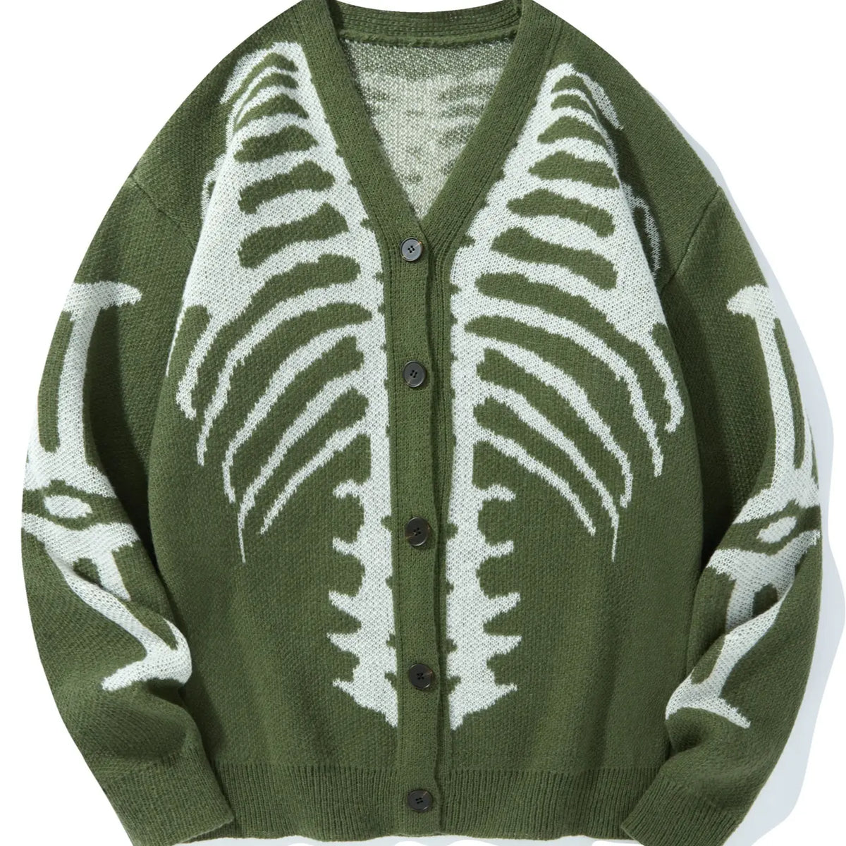 Skeleton Ribcage Jacquard Knit Button Cardigan