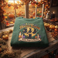 A Little Hocus Pocus Salem Magic & Mischief Embroidered Sweatshirt, Witch Black Cat Fall Halloween Crewneck