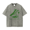 Y2K Retro Praying Mantis Print Purple Acid Wash T-Shirt - Edgy Street Style Oversized Tee