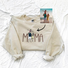 Mom Portrait Sweatshirt or Hoodie from Embroidered Photo, Meaningful Gifts for Mother's Day