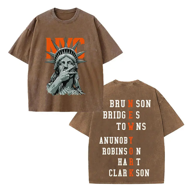 🗽 Vintage Washed NYC Statue Of Liberty New York Football Graphic Tee