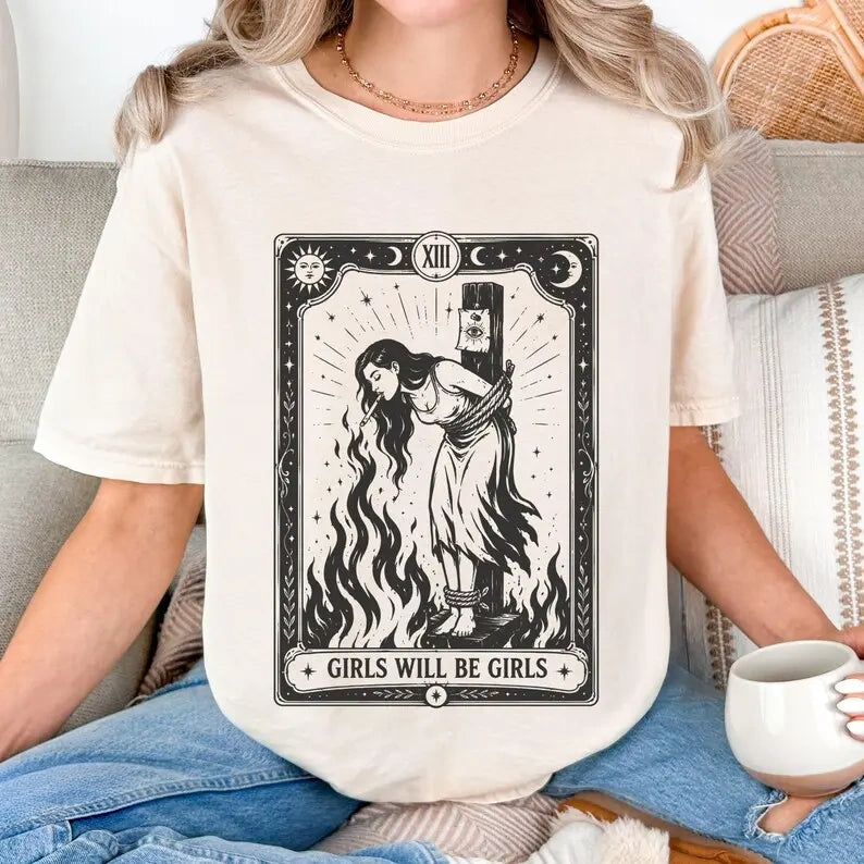 Girls Will Be Girls Tarot Graphic Women’s T‑Shirt Sweatshirt Hoodie