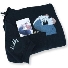Father’s Day Gift for New Grandpa – Custom Embroidered Portrait Sweatshirt or Hoodie with Baby Photo