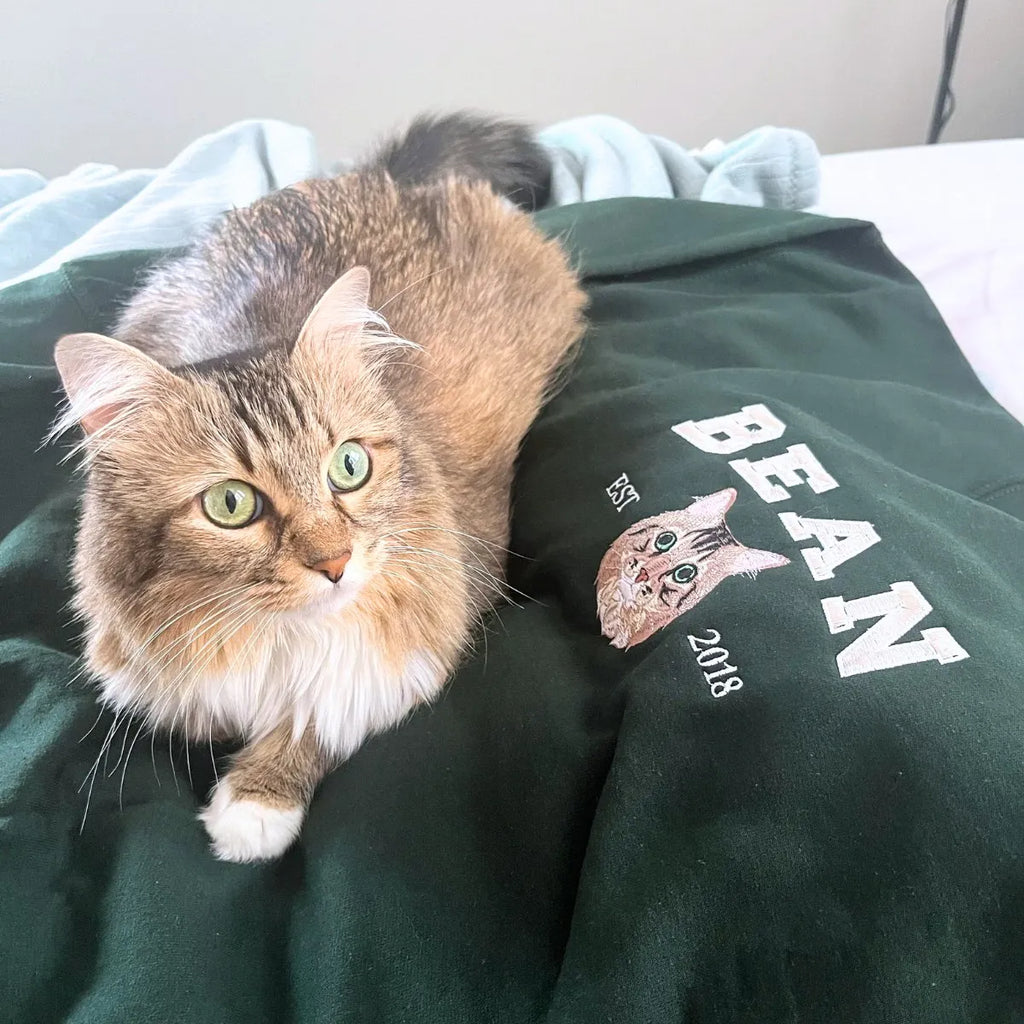 Personalized Father’s Day Gift for Pet Lovers – Custom Embroidered Pet Portrait Photo Sweatshirt or Hoodie