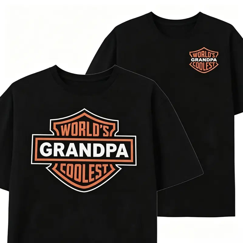 World's Coolest Papa Dual Print Black Tee