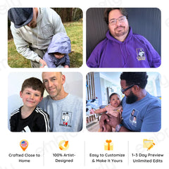 Dad and Son T-shirt Sweatshirt or Hoodie with Embroidered Photo Portrait, Gift for Father's Day, New Dad Birthday