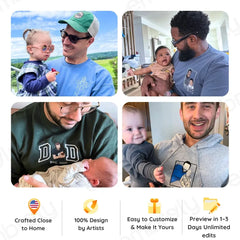 Dad Sweatshirt or Hoodie, Embroidered Gift with Father and Son Daughter Portrait Photo