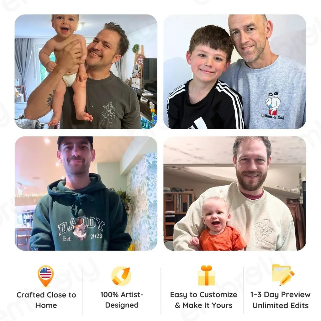 Custom Dad Life Photo Hoodie or Sweatshirt ¨C Personalized Embroidered Gift for Father¡¯s Day Birthday