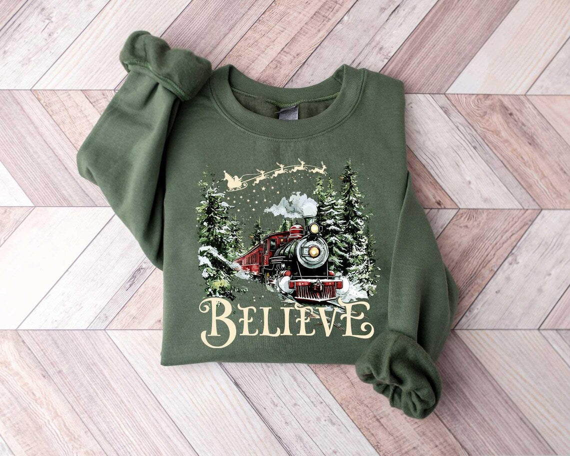 🚂 Believe Christmas Train Sweatshirt 🎄