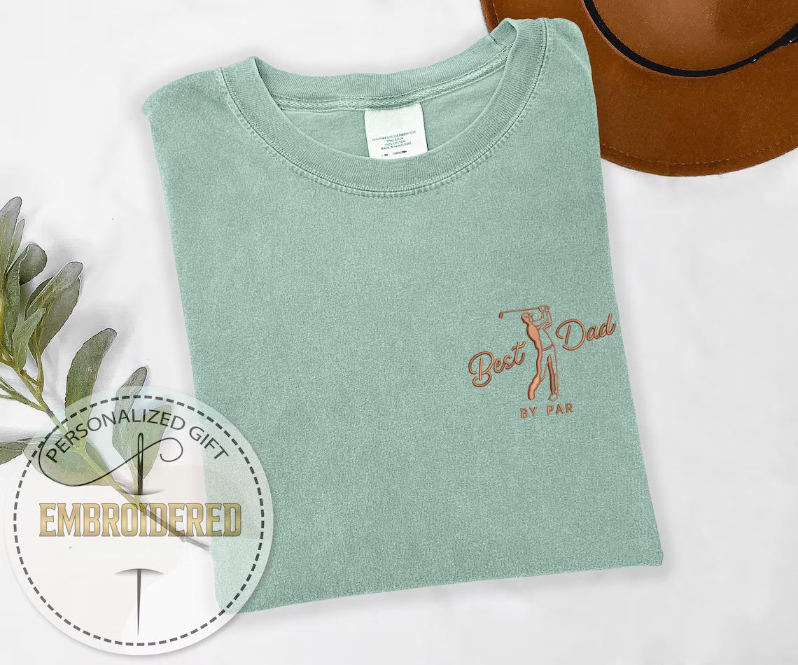 Embroidered “Best Dad By Par” Golf Tee | Thoughtful Gift for Dad
