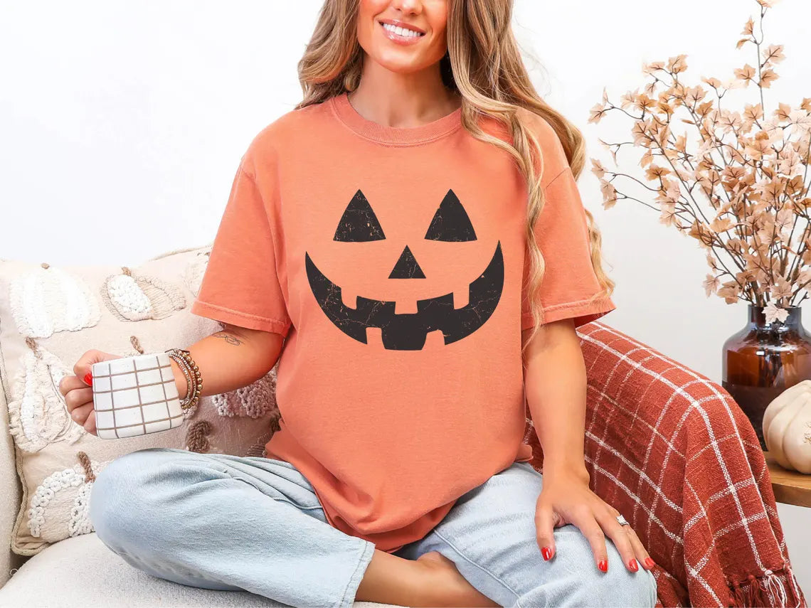 Retro Distressed Jack‑o‑Lantern Pumpkin Graphic T‑Shirt Sweatshirt Hoodie