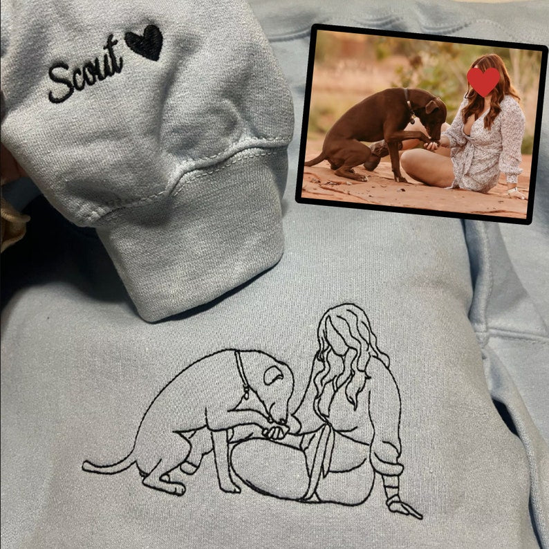 Embroidered Photo Sweatshirt, Portrait Hoodie