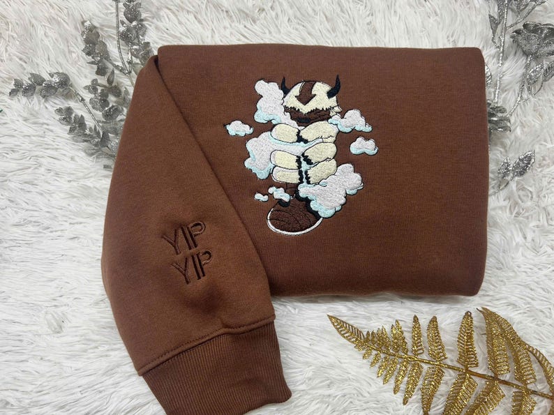 Yipyip hugging Clouds Embroidered Sweatshirt, Cartoon Character Embroidered Shirt, Anime Embroidery Sweatshirt, Anime Gifts for Fans