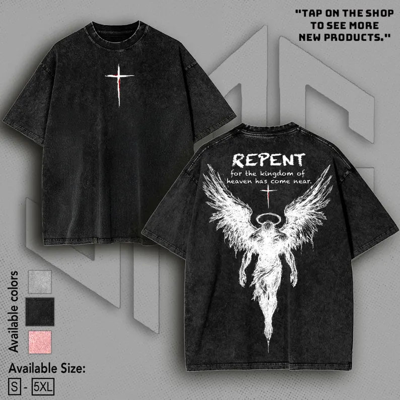 Death To Life Vintage Washed Black T-Shirt | Gustave Doré Crucifixion Art Print Oversized Streetwear Tee