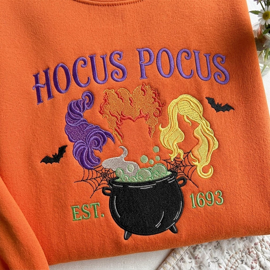 Halloween Witch Embroidered Crewneck Sweatshirt tee Hoodie