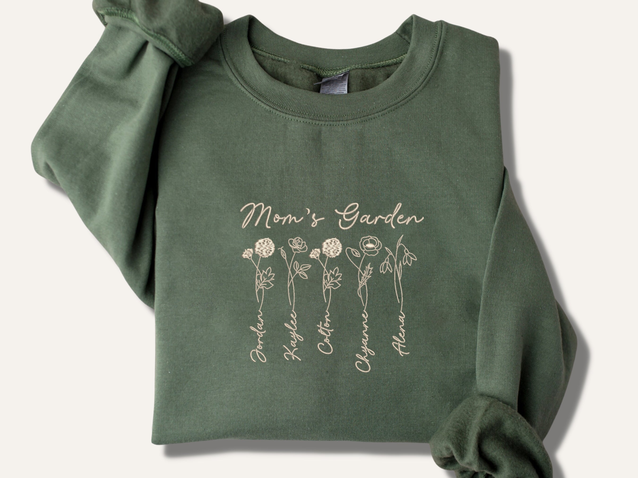 Personalized Birth Flower Mom Sweatshirt or Hoodie - TOOAI