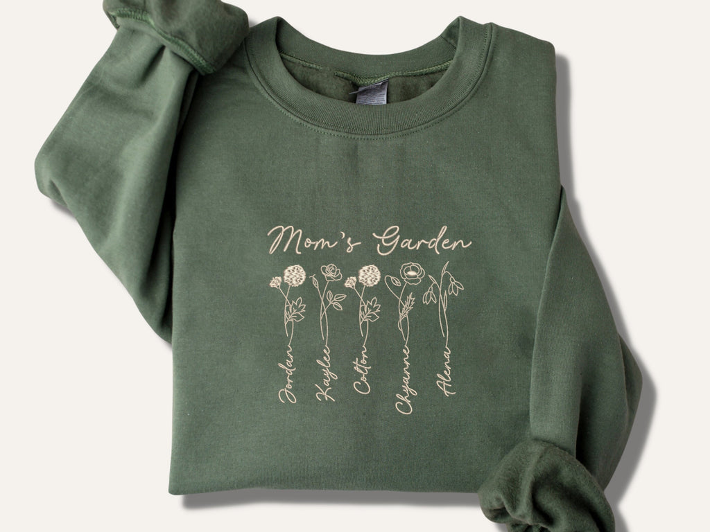 Personalized Birth Flower Mom Sweatshirt or Hoodie - TOOAI