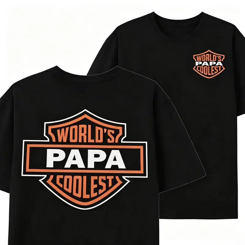 World's Coolest Papa Dual Print Black Tee