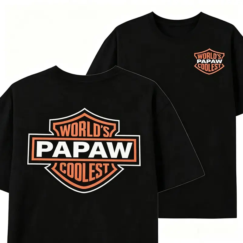 World's Coolest Papa Dual Print Black Tee