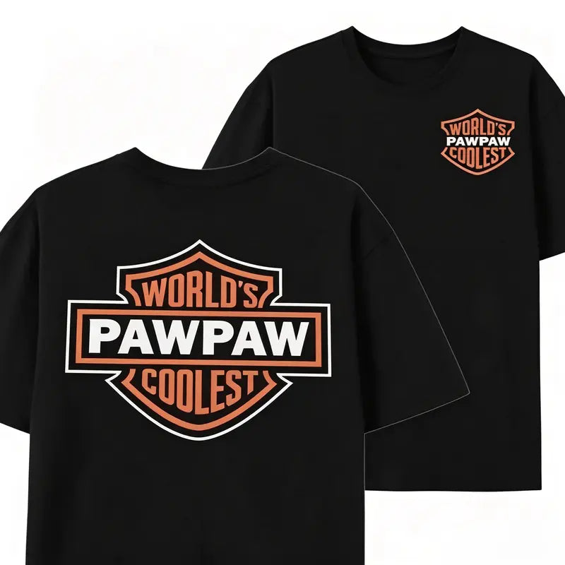 World's Coolest Papa Dual Print Black Tee