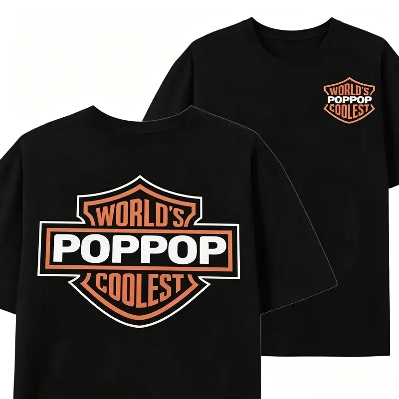 World's Coolest Papa Dual Print Black Tee