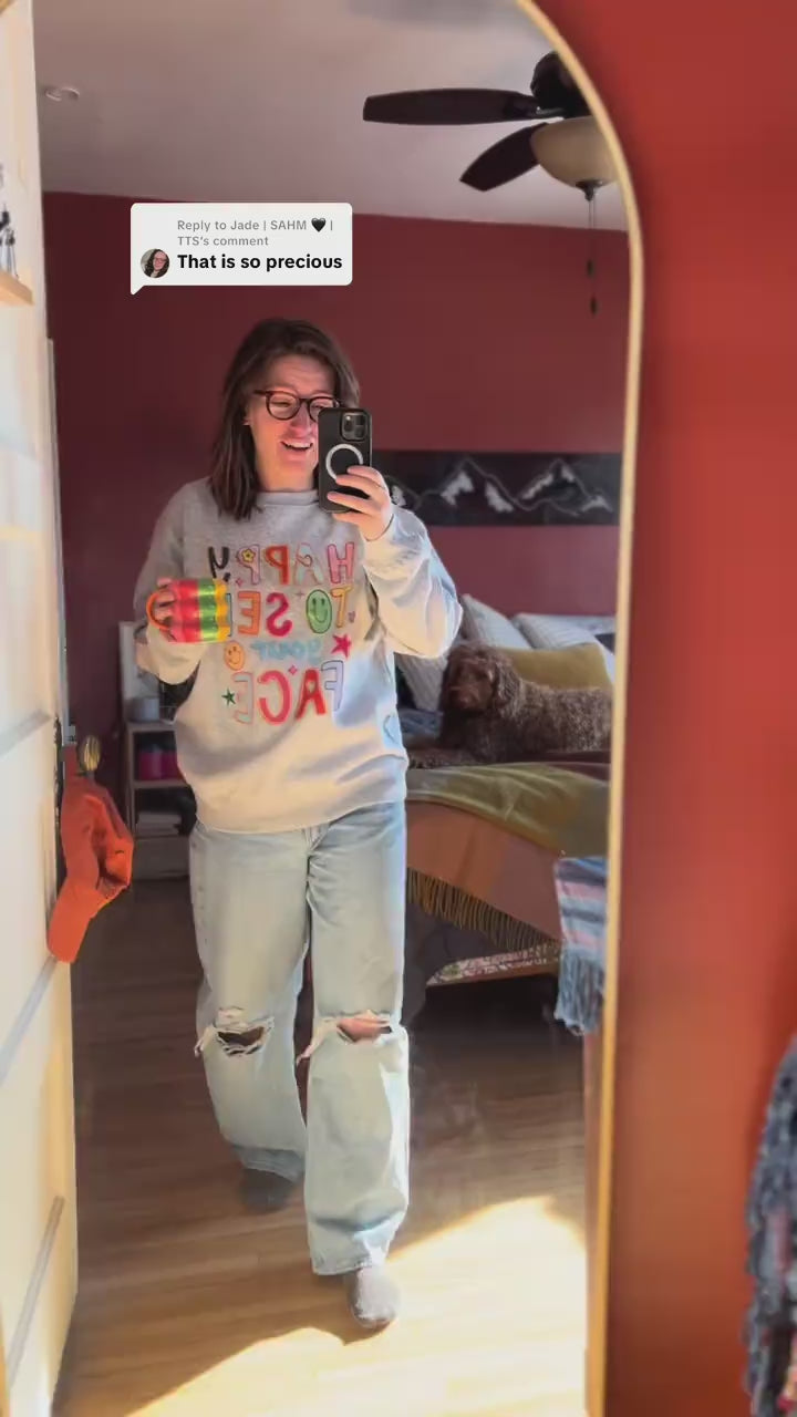 HAPPY TO SEE your FACE Short-sleeve sweatshirt hoodie fashion outfit
